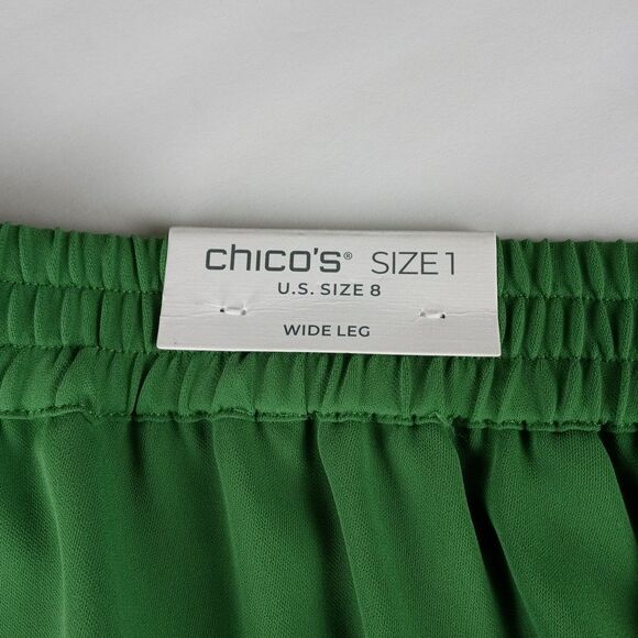 Chico's Wide Leg Crop Pants Kelly Green Eyelet Scallop Hem Sz 8 Preppy NWT $119 - Picture 14 of 14